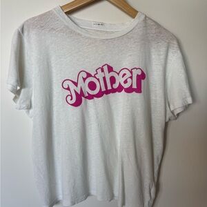 MOTHER White Tee with Bold Pink Logo